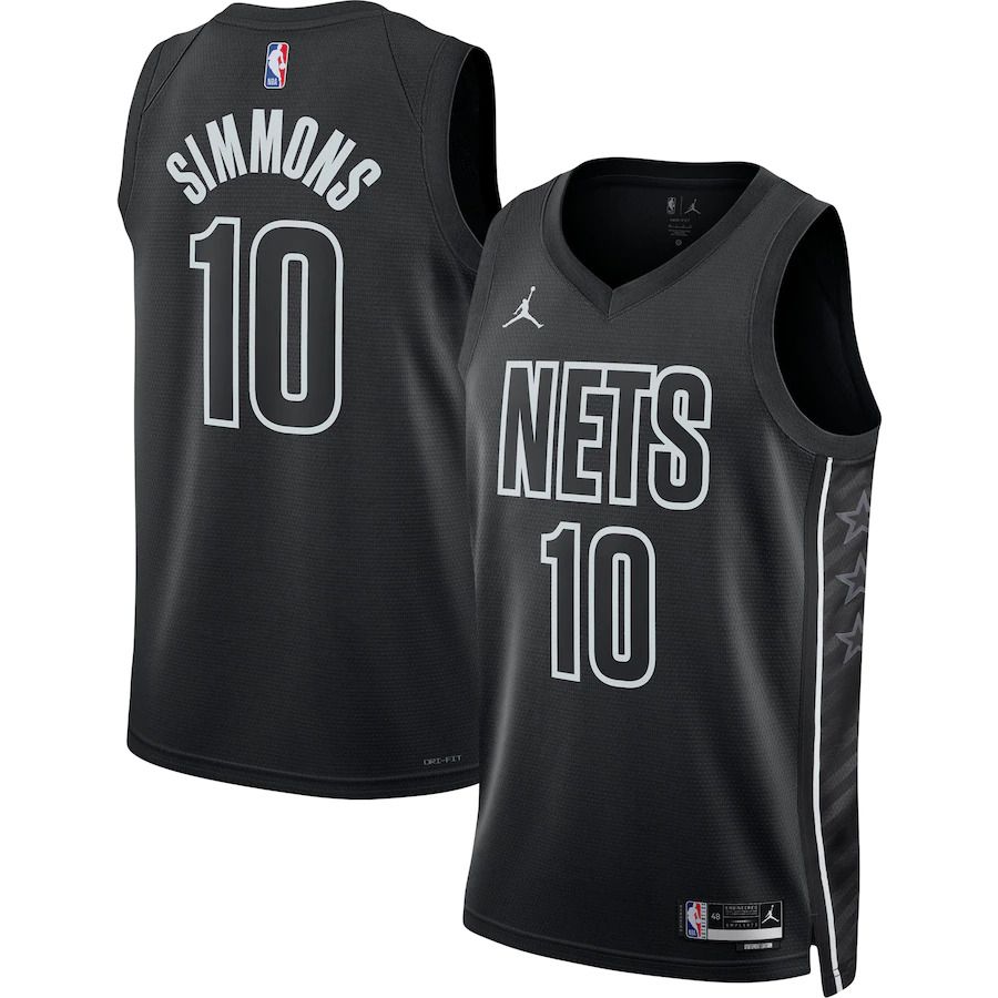 Men Brooklyn Nets 10 Ben Simmons Jordan Brand Black 2022-23 Statement Edition Swingman NBA Jersey